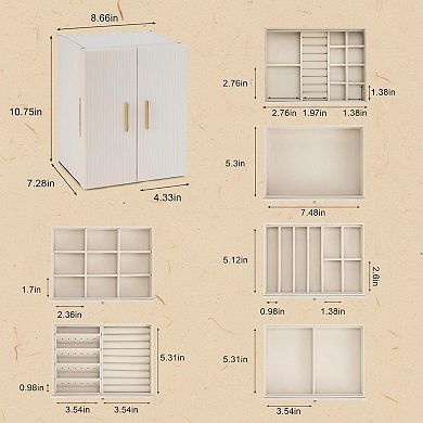 6-Tier Large Jewelry Organizer Box with Mirror Double Door Drawers Storage Gift