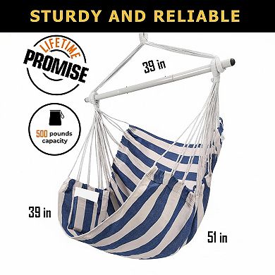 Hammock Chair Swing Heavy Duty 500 Lbs Capacity Indoor Outdoor Ergonomic with Side Pocket