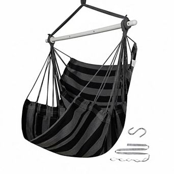 Hammock Chair Swing Heavy Duty 500 Lbs Capacity Indoor Outdoor Ergonomic with Side Pocket