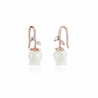 925 Sterling Silver Flower Cuff Earrings with AAAAA Cubic Zirconia