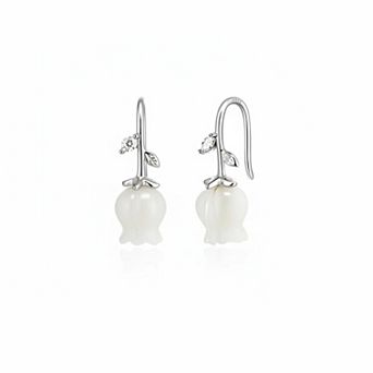 925 Sterling Silver Flower Cuff Earrings with AAAAA Cubic Zirconia