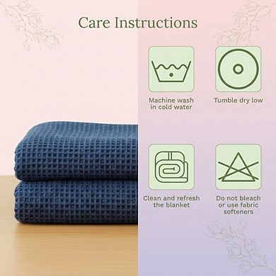 Organic Cotton Waffle Weave Blanket Lightweight All Season Soft Bed Couch Throw
