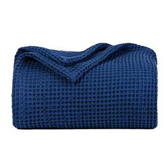 Organic Cotton Waffle Weave Blanket Lightweight All Season Soft Bed Couch Throw