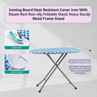 Ironing Board Heat Resistant Cover Steam Rest Non-slip Foldable Stand Sturdy Metal Frame