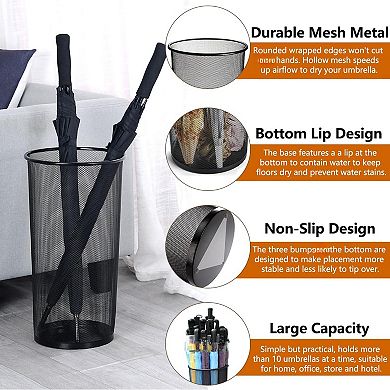 2 Pack Large Metal Mesh Umbrella Stand Freestanding Bucket for Canes/Walking Sticks Entryway Home