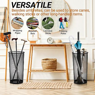 2 Pack Large Metal Mesh Umbrella Stand Freestanding Bucket for Canes/Walking Sticks Entryway Home