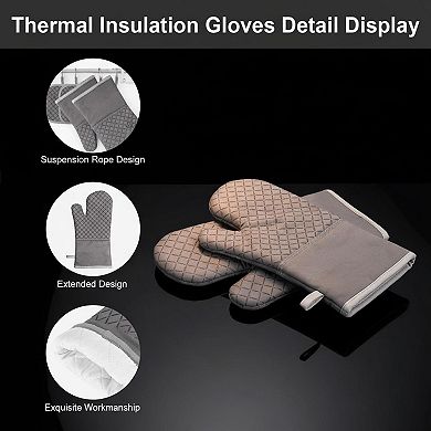 8pcs Kitchen Set Oven Mitts Pot Holders Towels Heat Resistant 500°F Non-Slip Machine Washable