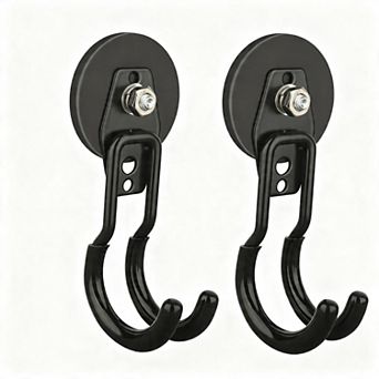 Magnetic Hooks Heavy Duty 20LB Rubber Coated Non Slip J Hook Garage Tool Organizer 2 Pack