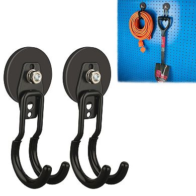 Magnetic Hooks Heavy Duty 20LB Rubber Coated Non Slip J Hook Garage Tool Organizer 2 Pack