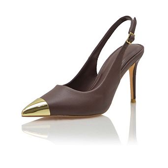 KASIA Metallic Cap Toe Slingback Stiletto Heel Pumps