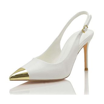 KASIA Metallic Cap Toe Slingback Stiletto Heel Pumps