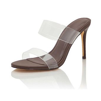 KASSIE Clear Strap Open Toe Stiletto Heel Slide Sandals