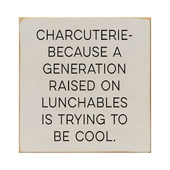 Funny Kitchen Wall Art 7x7 Wood Sign “Charcuterie” for Dining or Snack Area