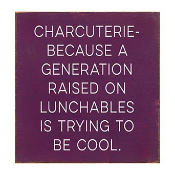Funny Kitchen Wall Art 7x7 Wood Sign “Charcuterie” for Dining or Snack Area