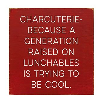 Funny Kitchen Wall Art 7x7 Wood Sign “Charcuterie” for Dining or Snack Area