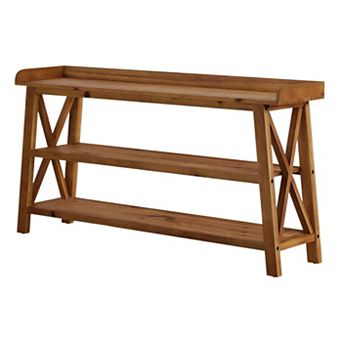 Farmhouse Wood Console Table Three-Tier Entryway Sofa Table with Open Shelves