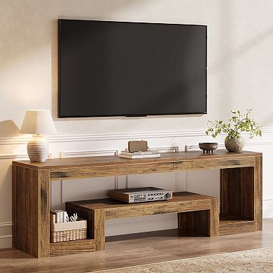 Retro Wood Media Console Table for TVs, Gaming, and Living Room Organization