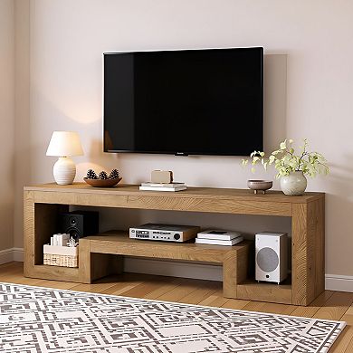Retro Wood Media Console Table for TVs, Gaming, and Living Room Organization