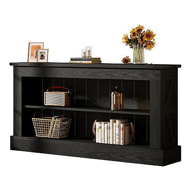 Wood Console Table with Dual-Layer Shelves for Storage and Decor