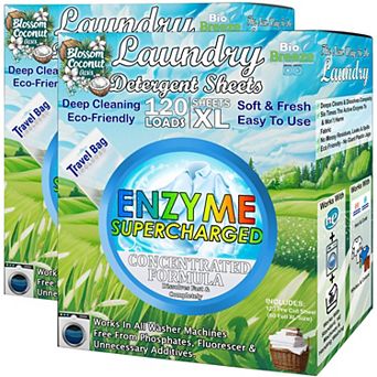 Eco-Friendly Hypoallergenic Laundry Detergent Sheets Enzyme-Based 120 Sheets 240 Loads