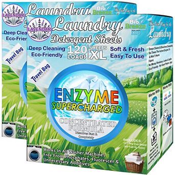 Eco-Friendly Hypoallergenic Laundry Detergent Sheets Enzyme-Based 120 Sheets 240 Loads