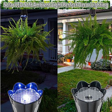 Solar Hanging Planter with LED Light - Anti Rot, Plastic Hanging Plant Basket - Indoor/Outdoor