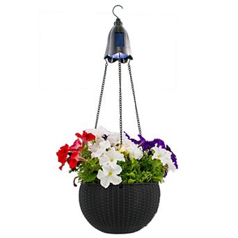 Solar Hanging Planter with LED Light - Anti Rot, Plastic Hanging Plant Basket - Indoor/Outdoor