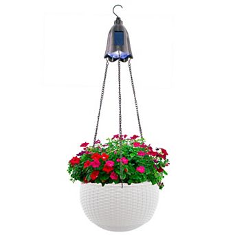 Solar Hanging Planter with LED Light - Anti Rot, Plastic Hanging Plant Basket - Indoor/Outdoor