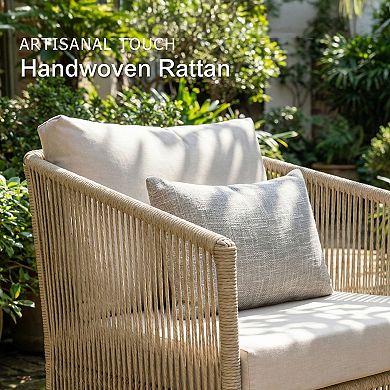 SUNSITT 3-Piece Patio Furniture Set Outdoor Swivel Rocker Chairs with Wood Top Coffee Table