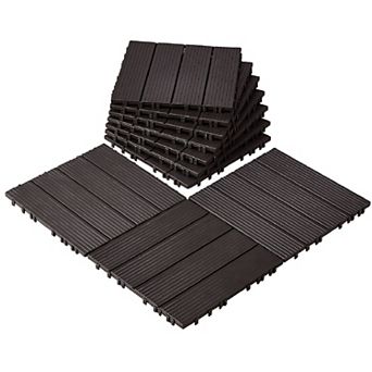 Interlocking Patio Tiles with Wood-Look Finish, Quick-Connect