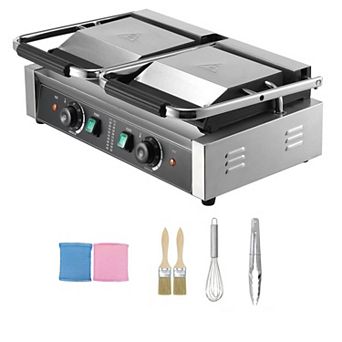 Electric Panini Grill Stainless Steel Adjustable Temperature for Home Cooking