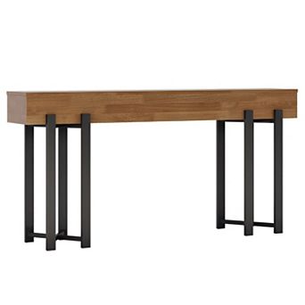Industrial Entryway Console Table, Wood Grain Sofa Table with Metal Legs