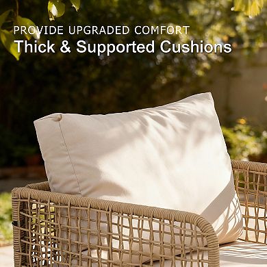 SUNSITT Outdoor Swivel Rocker Chair Set of 2 Open Weave Wicker Swivel Rocking Chairs