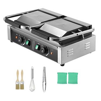 Electric Panini and Sandwich Grill with Stainless Steel Plates and LED Indicator