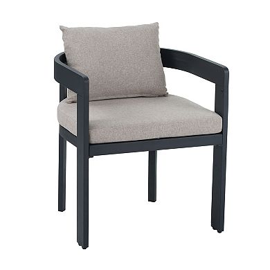 Aluminum Dining Chair (Set of 2) Dark Gray Frame with Beige Cushion
