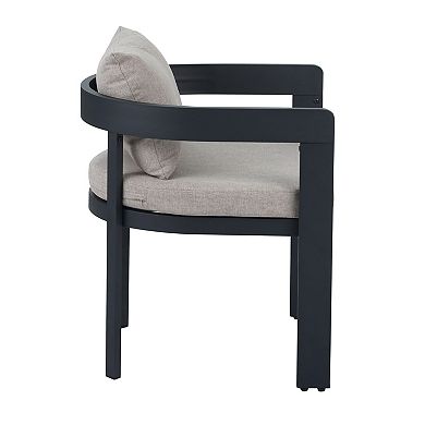 Aluminum Dining Chair (Set of 2) Dark Gray Frame with Beige Cushion