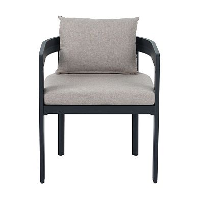 Aluminum Dining Chair (Set of 2) Dark Gray Frame with Beige Cushion