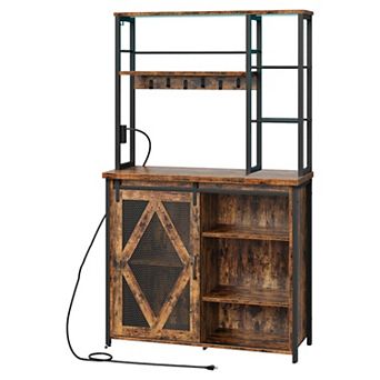Multi-Tier Baker’s Rack with Built-In Outlets, USB Ports, and RGB LED Lights