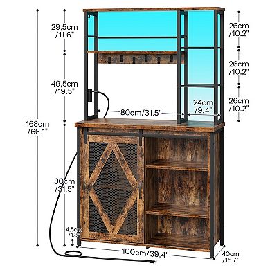 Multi-Tier Baker’s Rack with Built-In Outlets, USB Ports, and RGB LED Lights