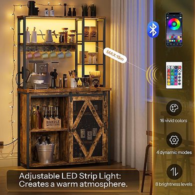 Multi-Tier Baker’s Rack with Built-In Outlets, USB Ports, and RGB LED Lights