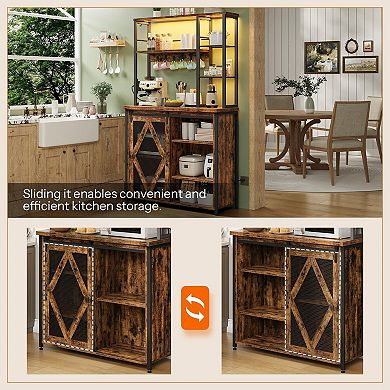 Multi-Tier Baker’s Rack with Built-In Outlets, USB Ports, and RGB LED Lights