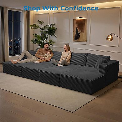 Mjkone 150" Modular U Shaped Sectional Sofa with Reversible Chaises