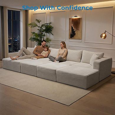 Mjkone 150" Modular U Shaped Sectional Sofa with Reversible Chaises