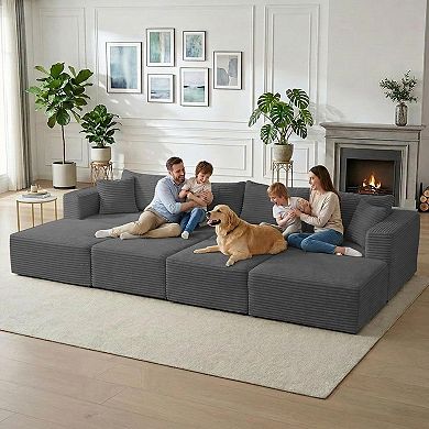 Mjkone 150" Modular U Shaped Sectional Sofa with Reversible Chaises