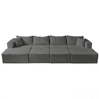 Mjkone 150" Modular U Shaped Sectional Sofa with Reversible Chaises