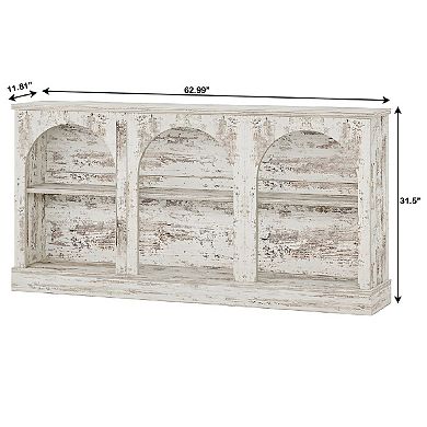 Farmhouse Console Table Arched Front with Open Shelf for Entryway or Living Room