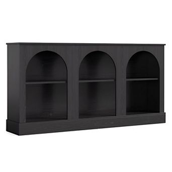 Farmhouse Console Table Arched Front with Open Shelf for Entryway or Living Room