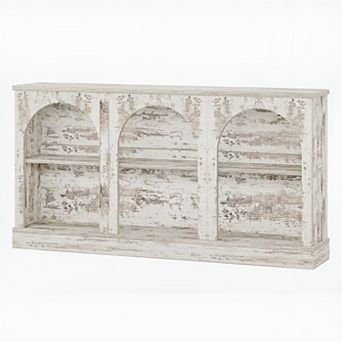 Farmhouse Console Table Arched Front with Open Shelf for Entryway or Living Room
