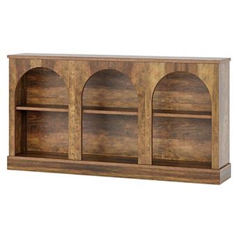 Farmhouse Console Table Arched Front with Open Shelf for Entryway or Living Room