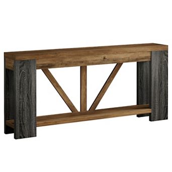Slim Farmhouse Wood Sofa Table Hallway Entryway Console with H-Frame Design